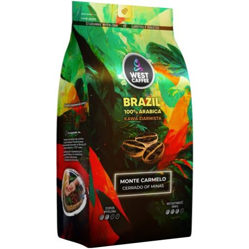 Kawa ziarnista Brazylia 1kg Świeżo Palona - 100% Arabica - Monte Carmelo - obrazek 1
